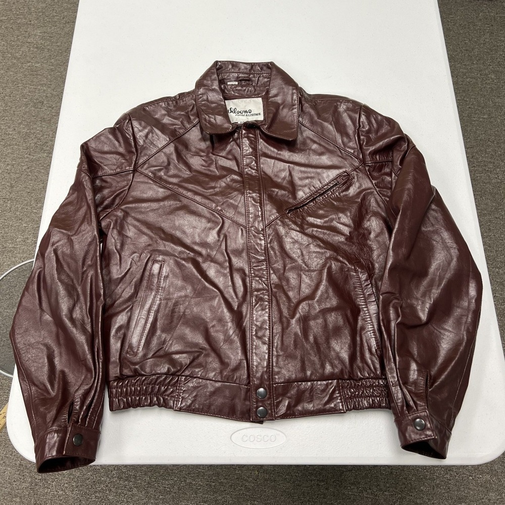 Wilsons Leather Bomber Jacket Mens 40 Burgundy Vintage Western 94530